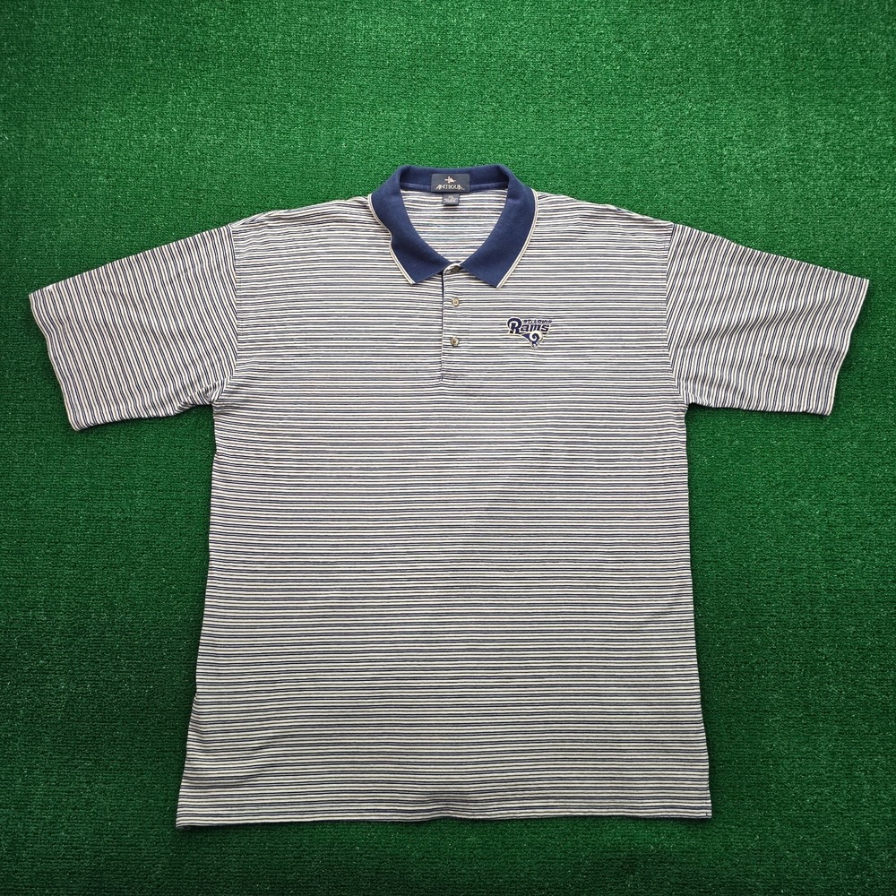 St Louis Rams Polo Shirt Mens 2XL Antigua Vintage NFL‎ Football Striped Golf